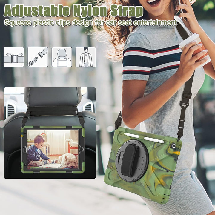 UFinetech iPad 9 Generation Hülle, iPad 10.2 Hülle, iPad Hülle 7./8, 360 Drehbarer Ständer Handschla