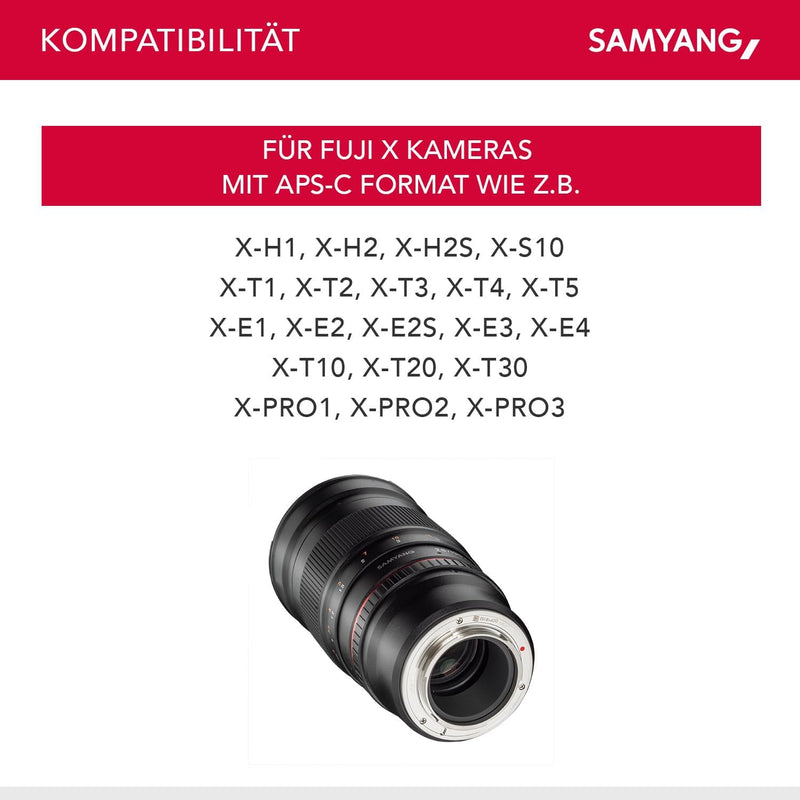 Samyang 135mm F2.0 für Fuji X - APS-C Teleobjektiv Festbrennweite für Fuji Kamera mit X Mount, manue