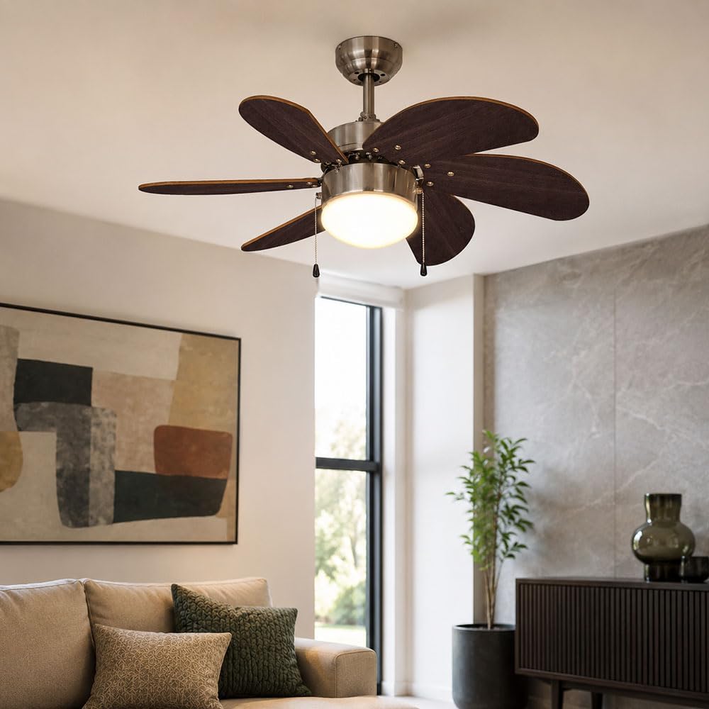 Bestron Deckenventilator mit Beleuchtung, 3 Geschwindkigkeitsstufen & grosse Flügelspannweite von Ø7