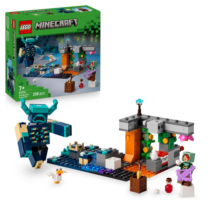 LEGO Minecraft Begegnung mit dem Wächter - Spielzeug mit stummen Ranger Minifigur und beweglicher Mo