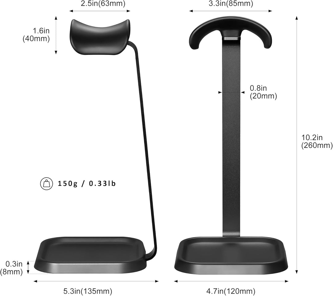 Kopfhörer Ständer, Gebogener Headset Halterung mit Ablagefach, Schwere Basis Gaming Kopfhörer Halter