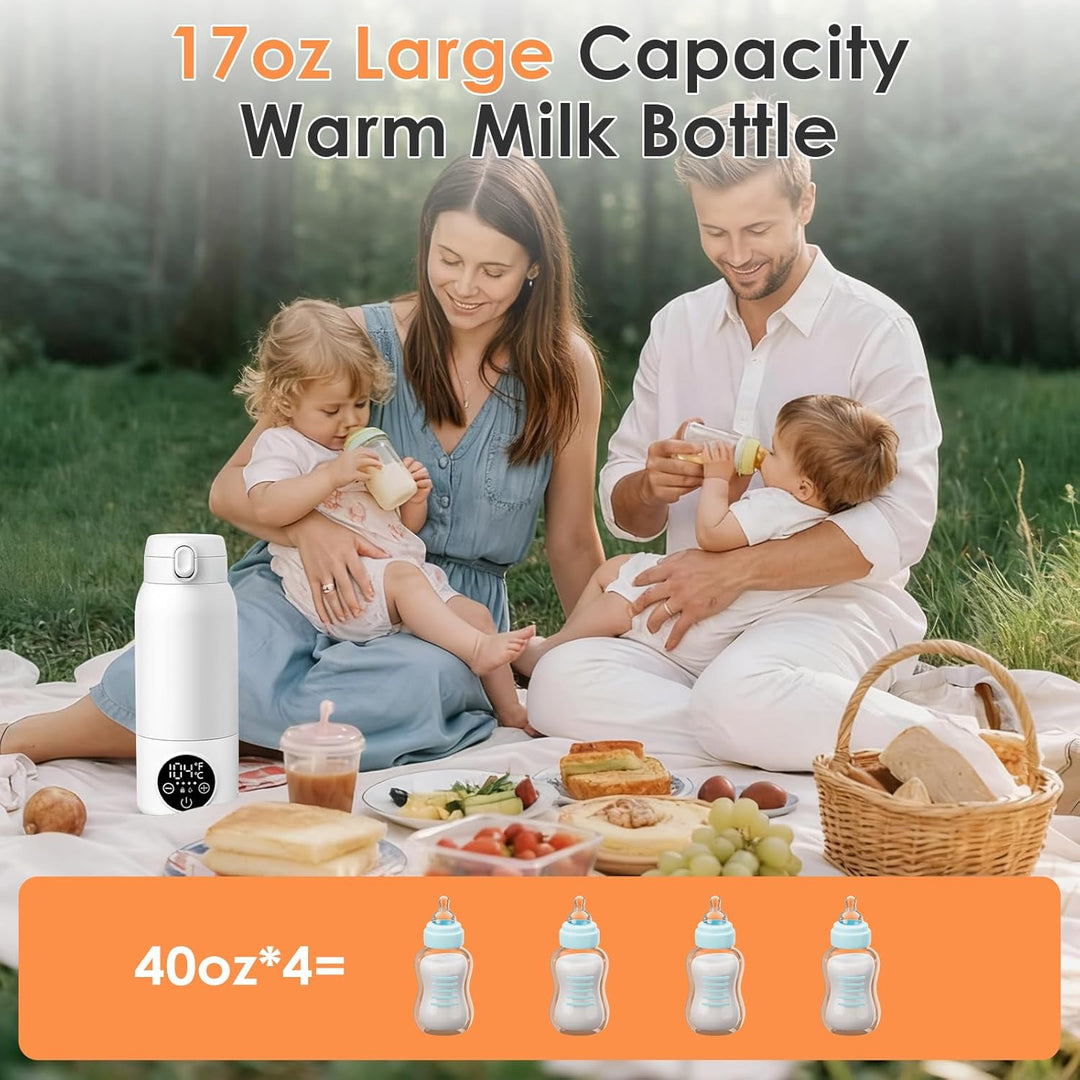 Tragbarer Flaschenwärmer Baby für Unterwegs, Zwei Heizmodi für Muttermilch und Wasser, Schnelles Auf