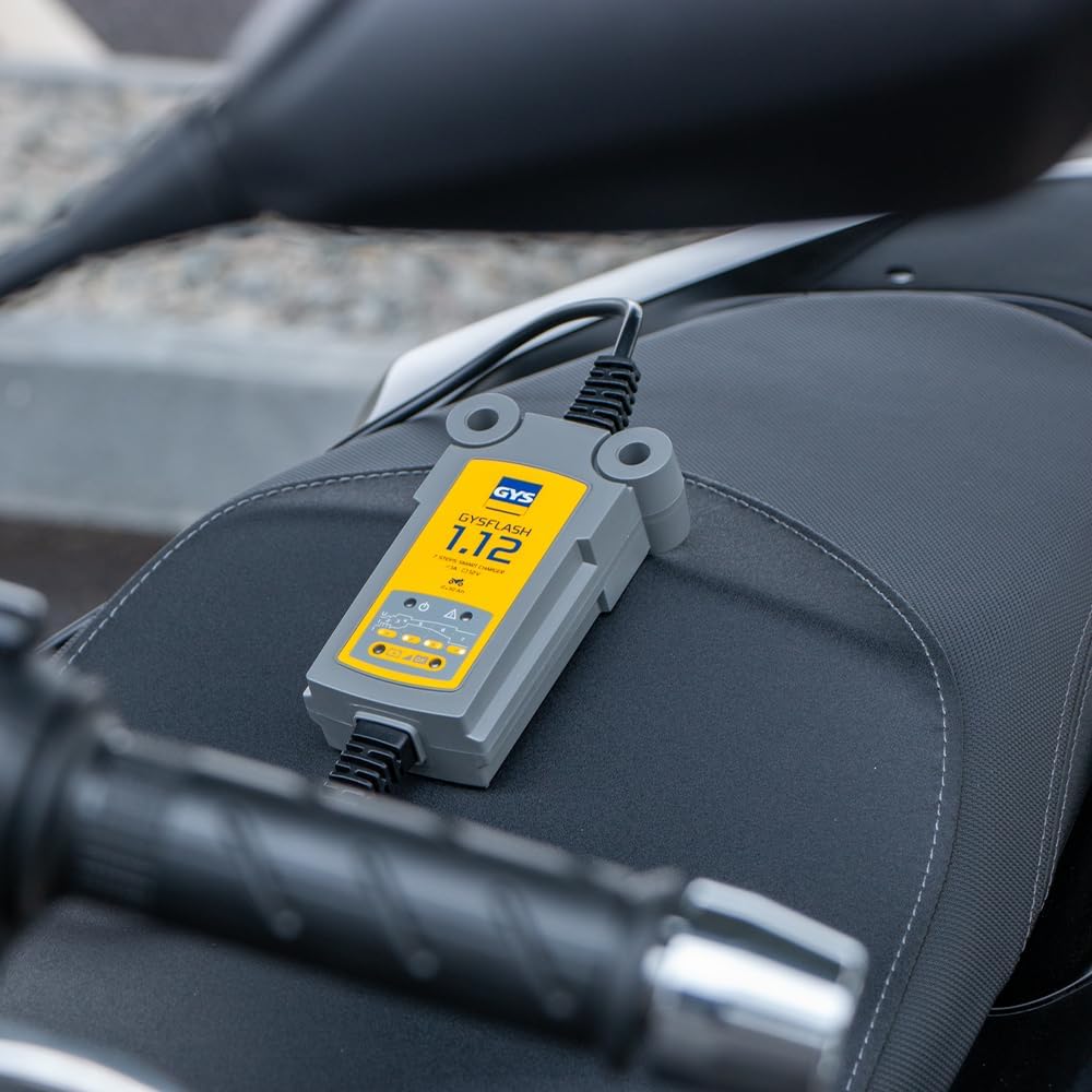 GYS Ladegerät Batterieladegerät 12V für Motorrädern, Jet-Skis, Kart-Sport-Fahrzeugen und Rasenmähern