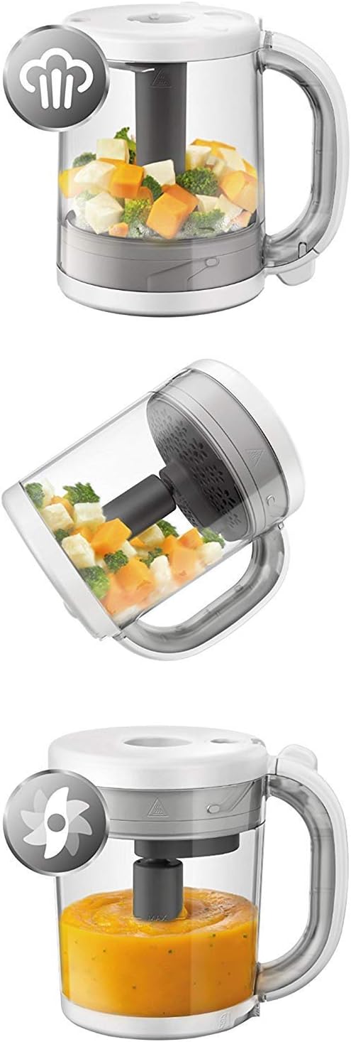 Philips Avent 4-in-1-Babynahrungszubereiter SCF883/01, Dampfgarer, Dampfgaren, Mixen, 1000ml Kapazit