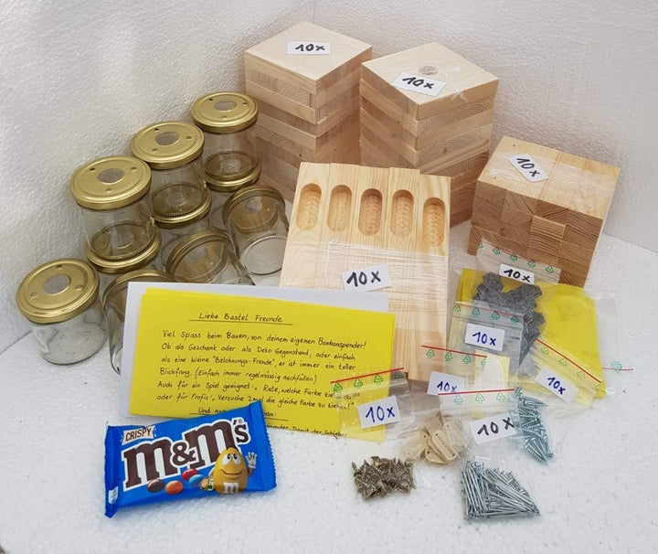 TOP- 10x Bausatz für Bonbonspender aus Holz- Kaugummiautomat- Bastelset für Kindergeburtstag- kreati