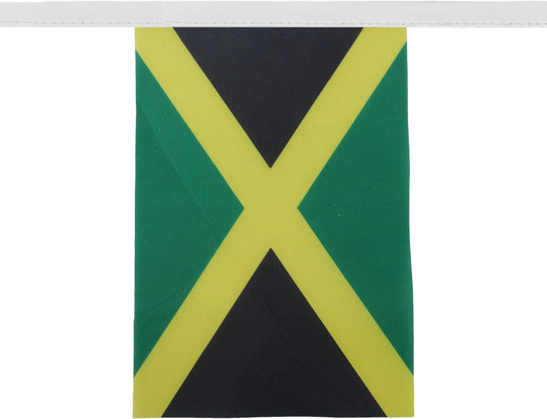 AZ FLAG FAHNENKETTE Jamaika 12 Meter mit 20 flaggen 45x30cm- JAMAIKANISCHE Girlande Flaggenkette 30