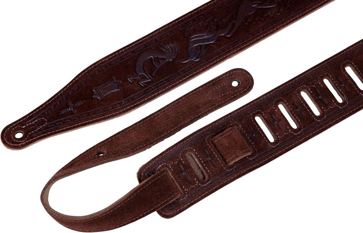 Levy's Leathers MS17T03-BRN Gitarrengurt aus Wildleder, mit Kokopelli-Design, 6,3 cm, Braun, Braun