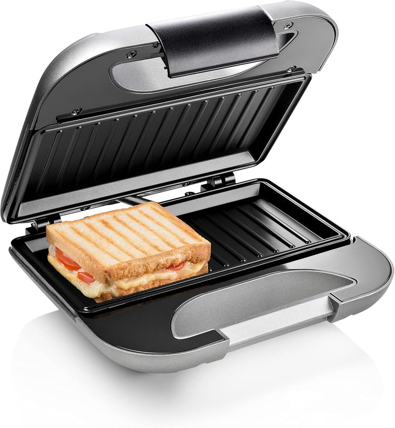 Princess Sandwich Maker DeLuxe in Mattoptik, 22x12cm Bratfläche, 750 Watt, 0,85 M Kabellänge, mit Si