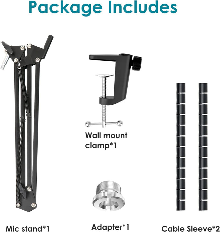 FIFINE K688 Mikrofonarm Boom Arm - Mikrofon Schwenkarmständer kompatibel mit FIFINE Recording XLR/US