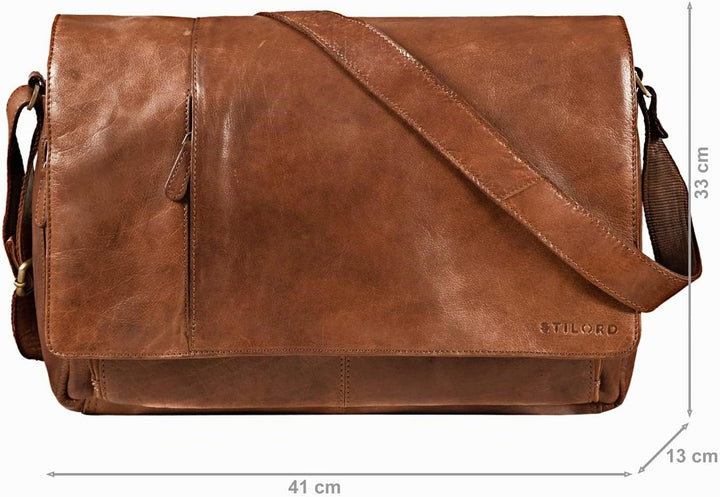 STILORD Vintage Umhängetasche Leder gross für Herren Damen 15.6 Zoll Laptoptasche Unitasche Bürotasc