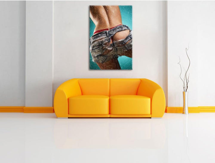 Pixxprint sexy Frauenhintern in Hotpants als Leinwandbild/Grösse: 100x70 cm/Wandbild/Kunstdruck/fert