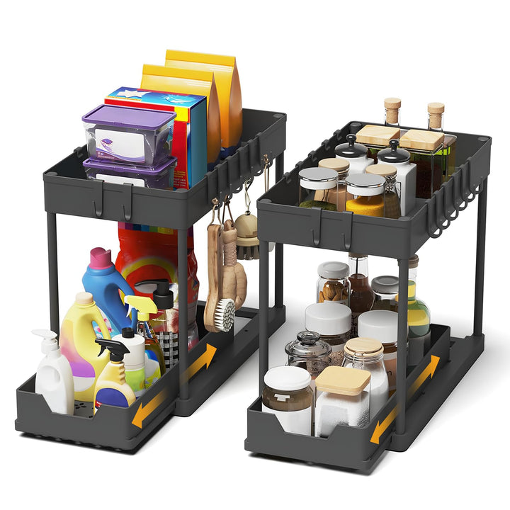 Meltrck Spülschrank Organizer - 2 Stück Unter Waschbecken Regal Organizer - Ausziehbares Lagerregal