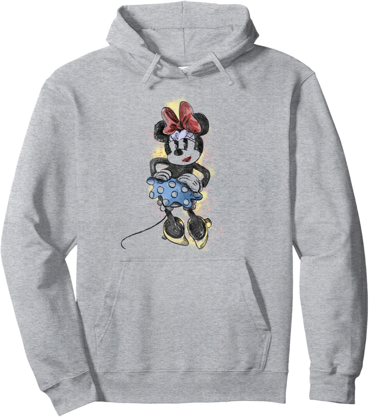 Disney Mickey And Friends Minnie Artsy Sketch Portrait Pullover Hoodie
