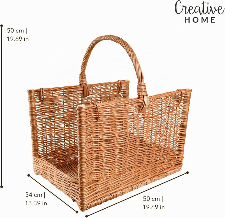 Creative Home Gross Kaminkorb Holzkorb Kaminholzkorb Rattan | 50 x 34 x 50 cm | Aufbewahrung Rechtec
