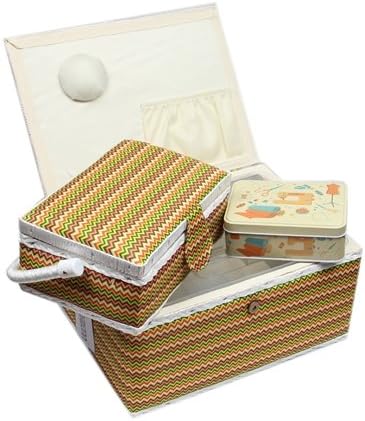 Ackermann Nähkorb-Set mit Tragegriff (1x gross und 1x mittel) + 1x kleine Accessoires-Box aus Metall