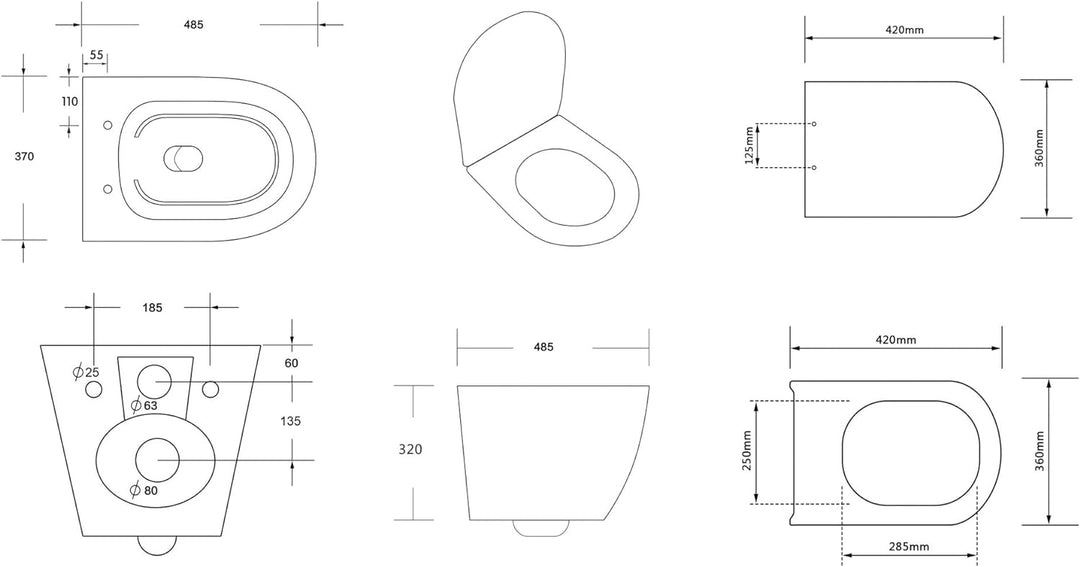 KOLMAN Wand-WC Desna Spülrandloses Weiss mit Slim Soft-close Absenkautomatik Deckel und Schallschutz