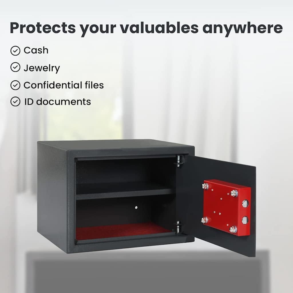 vidaXL Safe Box mit Schloss Dunkelgrau 35 x 25 x 25 cm Stahl, Heimarbeitsplatz Safe, robuster Sicher