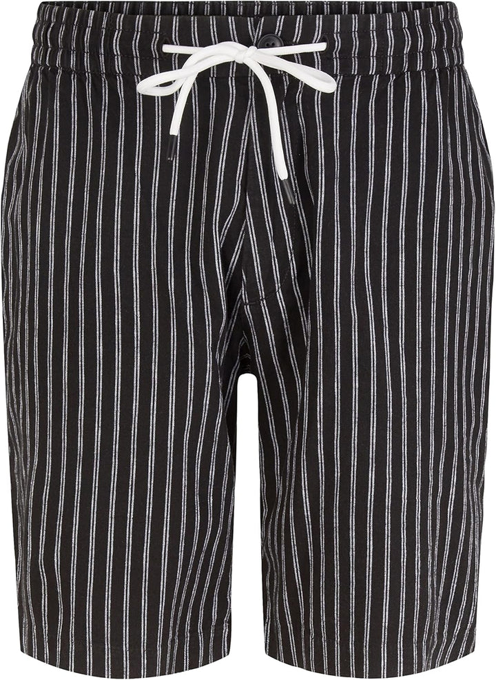 TOM TAILOR Denim Herren Bermuda Shorts aus Leinen L 31163 - Black Stripe, L 31163 - Black Stripe