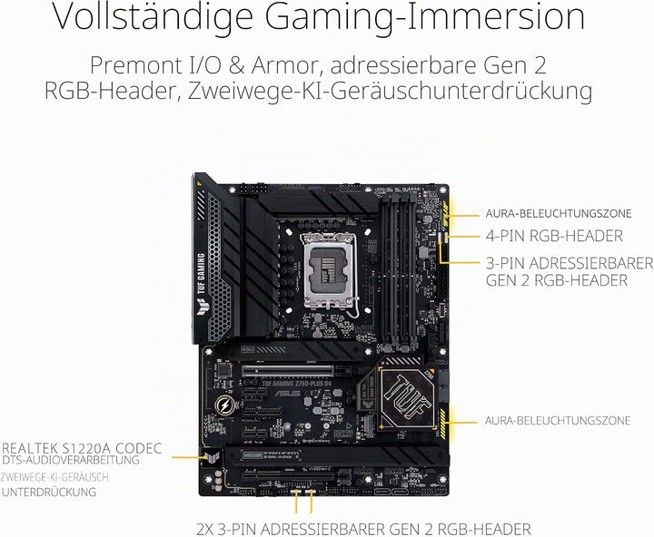 ASUS TUF Gaming Z790-Plus D4 Mainboard Sockel Intel LGA1700 (ATX, PCIe 5.0, DDR4 Speicher, 4x M.2, H