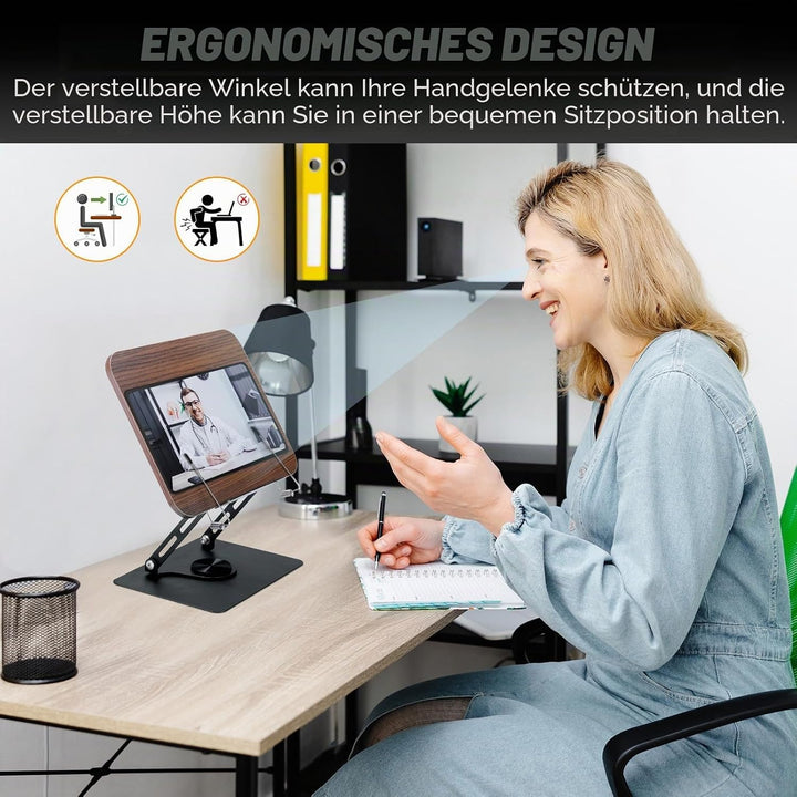 MICHIHOMIE Buchständer zum Lesen, Verstellbarer Leseständer mit mit Seitenclip, 360° Drehfuss Buchha