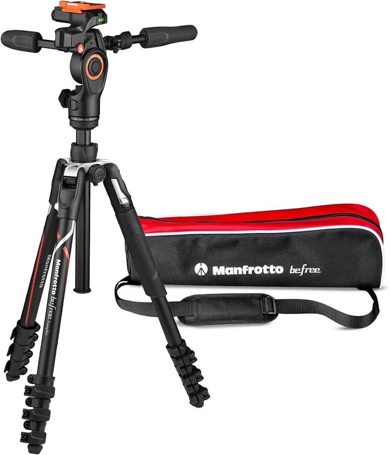 Manfrotto Befree 3-Way Live Advanced Kamera Stativ für Sony Alpha Kameras, Alu-Reisestativ, Hebelver