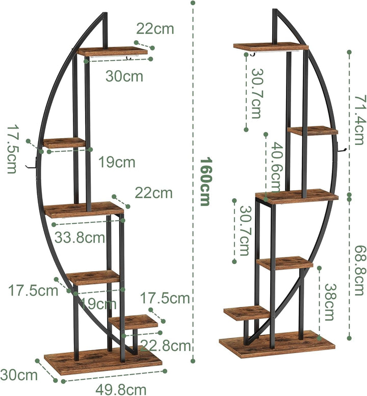 BACEKOLL 6 Ebenen Blumenständer 160cm - Metall-Holz Pflanzenregal - Innen & Aussen Blumentreppe - De