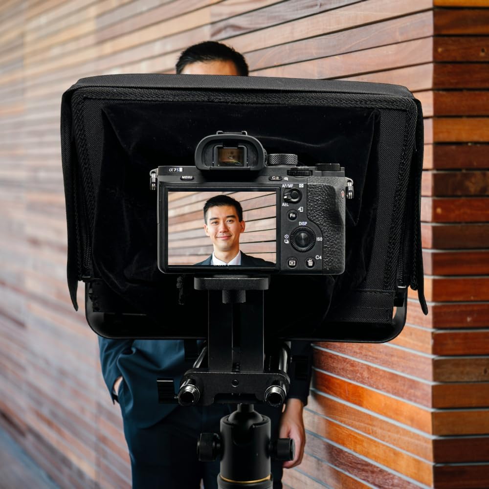 Glide Gear TMP 500 Universal-Videokamera-Stativ, Teleprompter, 15 mm Schienen, mit Tragetasche 15",
