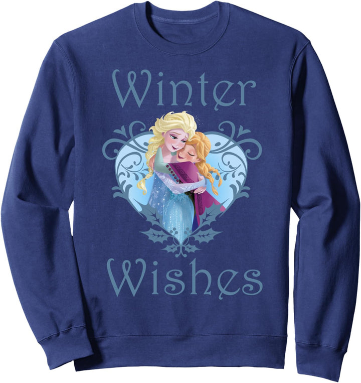 Disney Frozen Anna And Elsa Winter Wishes Heart Portrait Sweatshirt