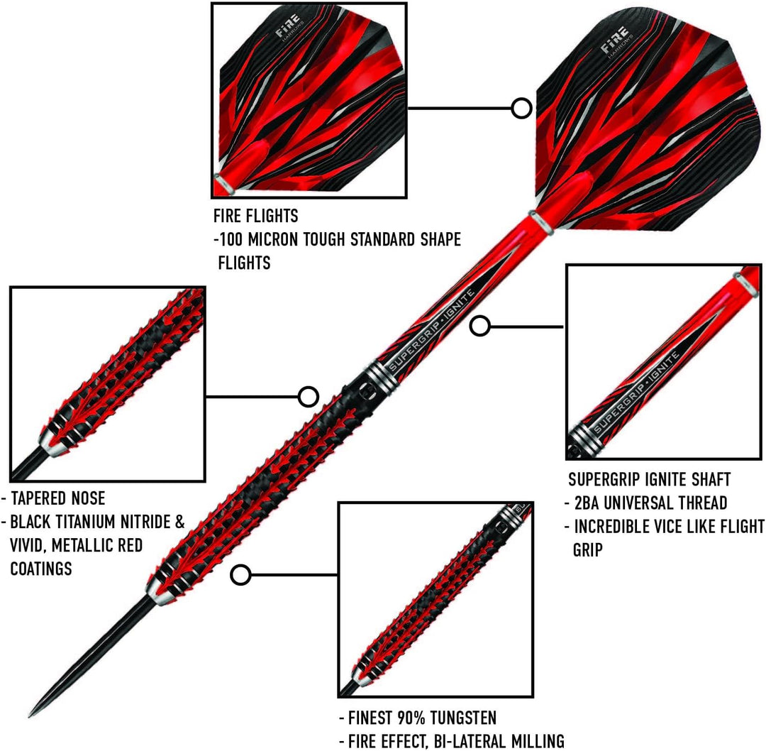Harrows Fire Inferno 90% Tungsten Steel Tip Darts 25.0 Gramm, 25.0 Gramm