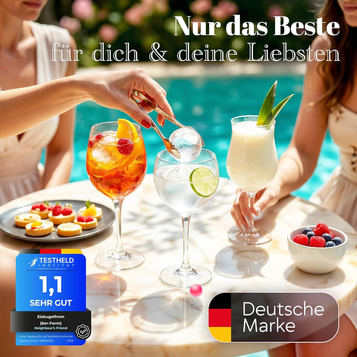 Neighbour’s Friend® Pink Eiskugelform XL 10er Set – Stylische patentierte Eiswürfelform für Cocktail