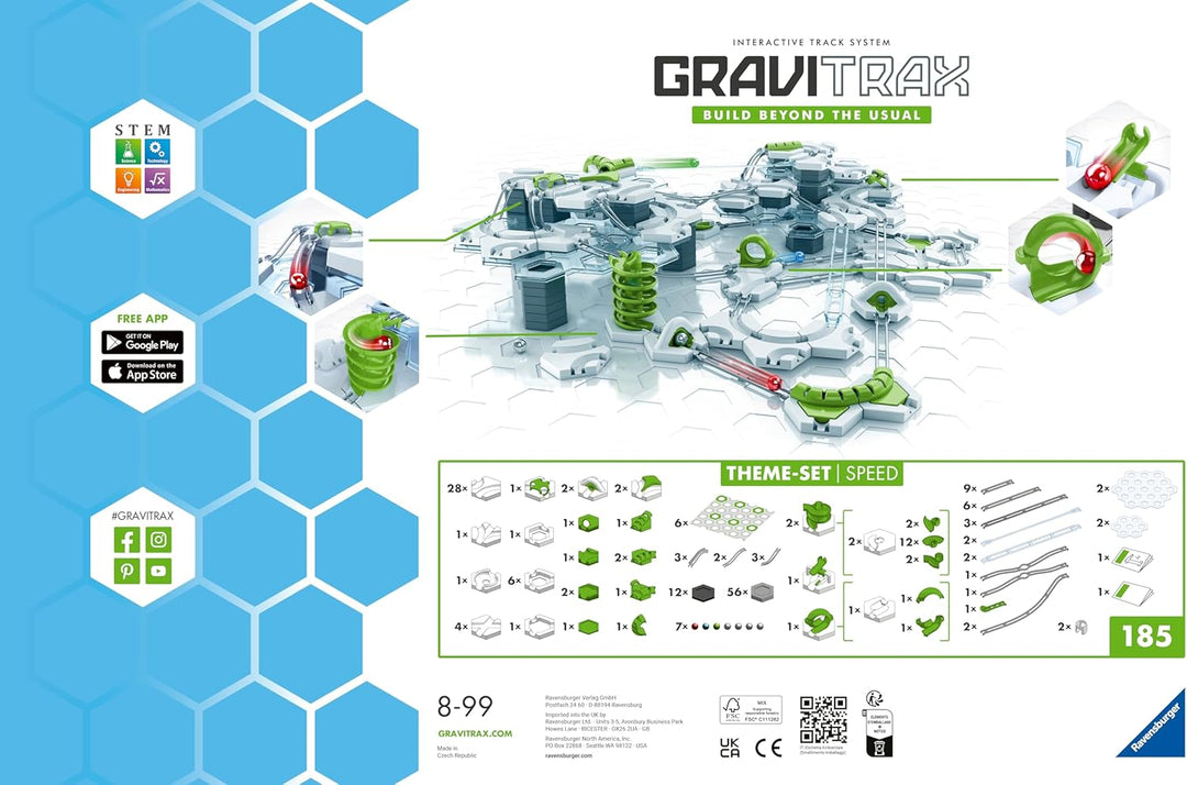 Ravensburger GraviTrax Theme-Set Speed 22428 -Actionreiches GraviTrax Starterset für deine Kugelbahn