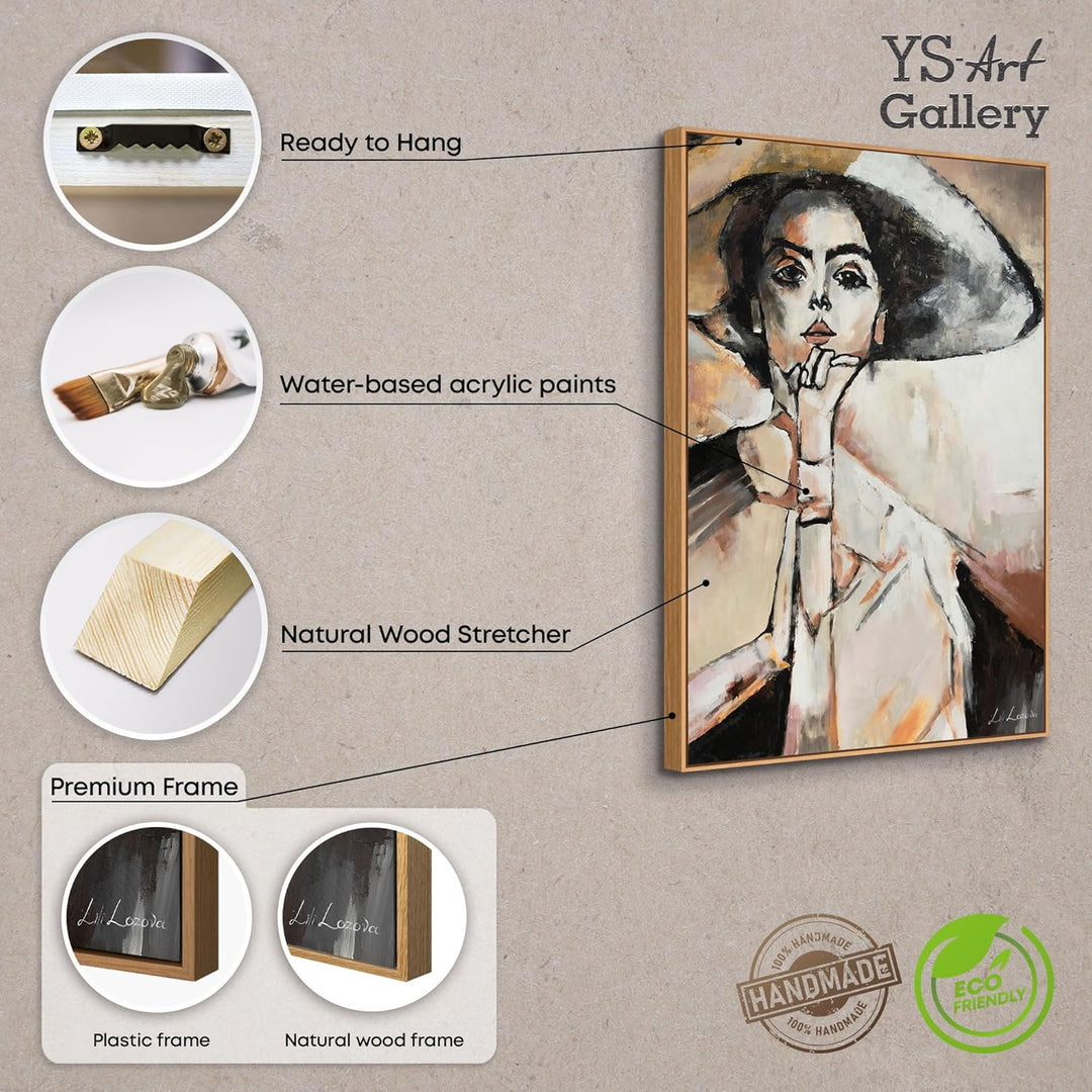 YS-Art XXL Abstrakt Acryl Gemälde auf Leinwand mit Rahmen Elisabeth handgemalte Wandbilder Wohnzimme