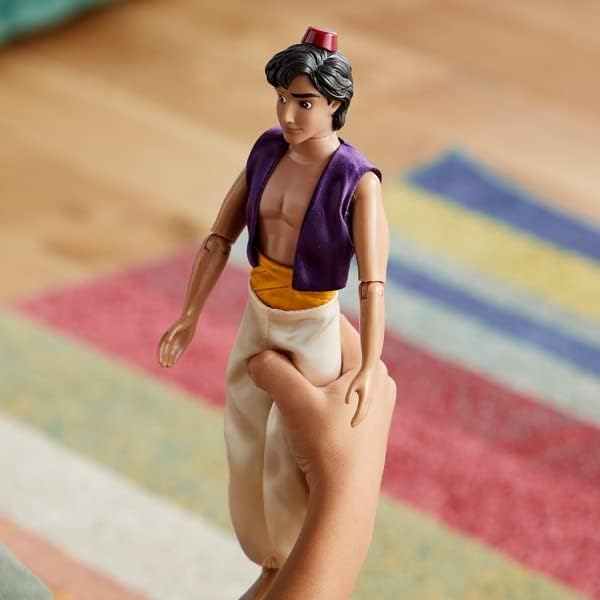 Disney Store Offizielle Aladdin-Puppe für Kinder, 32 cm, vollbewegliche Puppe mit geformtem Haar und