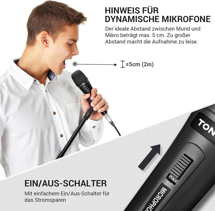 TONOR Dynamischer Mikrofon mit 16ft/5m XLR Kabel, 6,35mm Klinke Handmikrofon Microphone kompatibel m