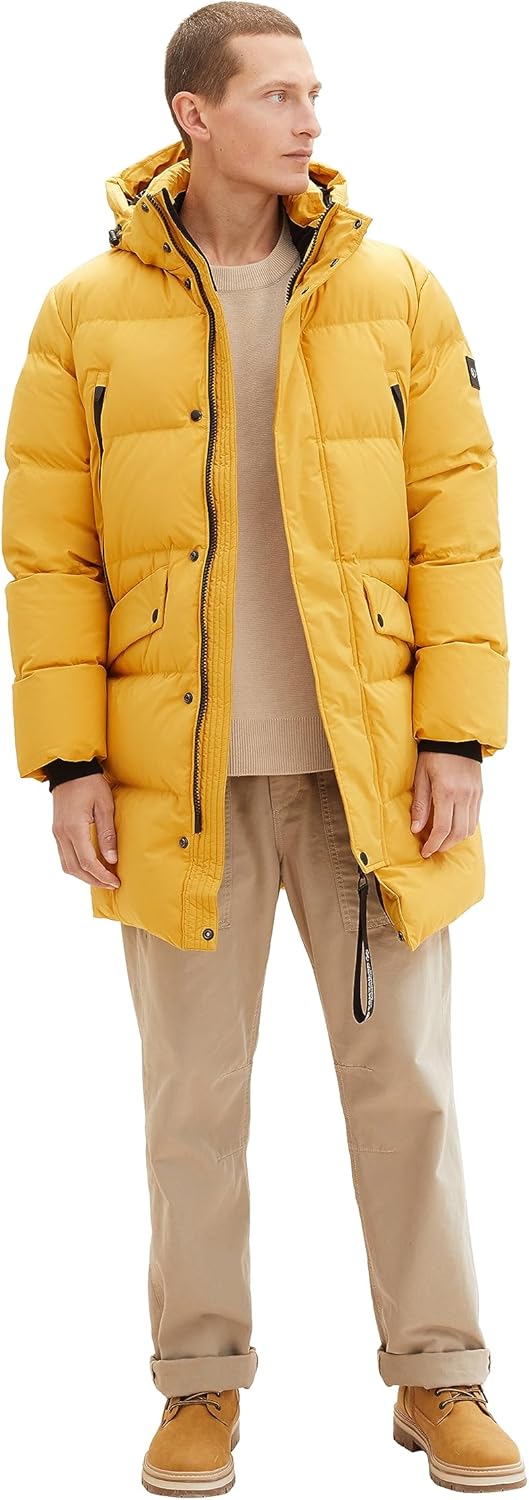Tom Tailor Herren Recycled Down Puffer-Parka mit Abnehmbarer Kapuze M 10533 - Golden Fall, M 10533 -