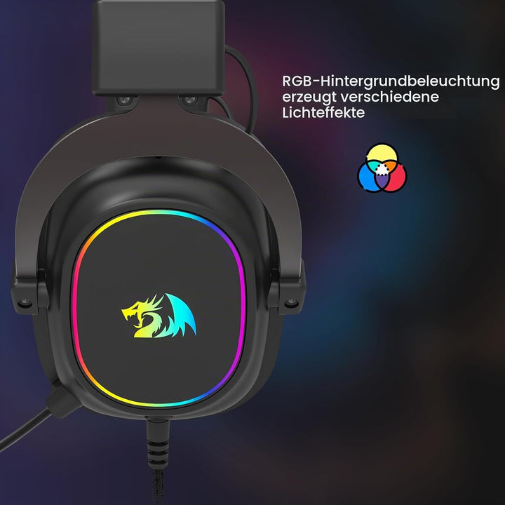 Redragon H510 AK RGB Gaming-Headset mit Kabel - 7.1 Surround Sound 53mm Audio-Treiber Memory Foam-Oh