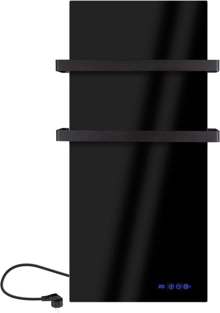 Infrarot Handtuchtrockner 48x100cm schwarz | Bad-Heizkörper mit Handtuchhalter aus Edelstahl, Infrar