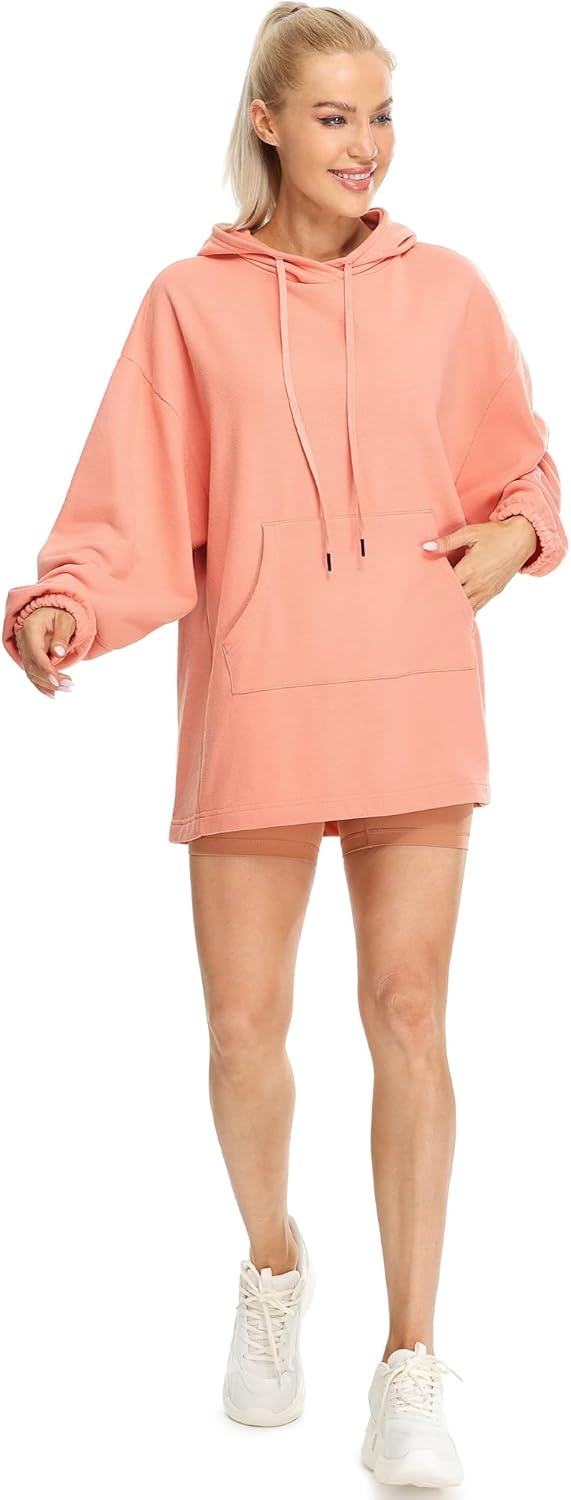 icyzone Damen Lang Oversize Hoodie Fleece Kapuzenpullover Casual Sweatshirt mit Kängurutasche S Came