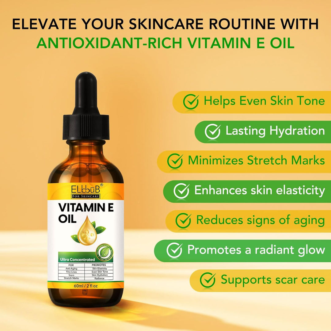 Vitamin E Öl 75000 IE - Reines Bio Vitamin E Öl für Haut, Gesicht & Körper - Straffende Pflege gegen