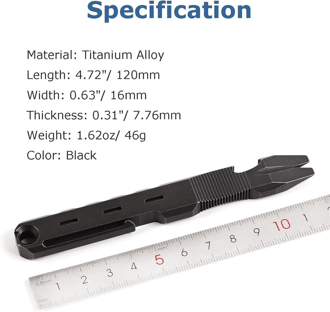 Hamans EDC Stemmeisen aus Titan mit Nagelabzieher, Flaschenöffner-Funktion mit Taschenclip, EDC-Werk