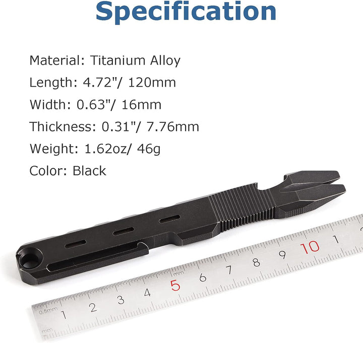 Hamans EDC Stemmeisen aus Titan mit Nagelabzieher, Flaschenöffner-Funktion mit Taschenclip, EDC-Werk