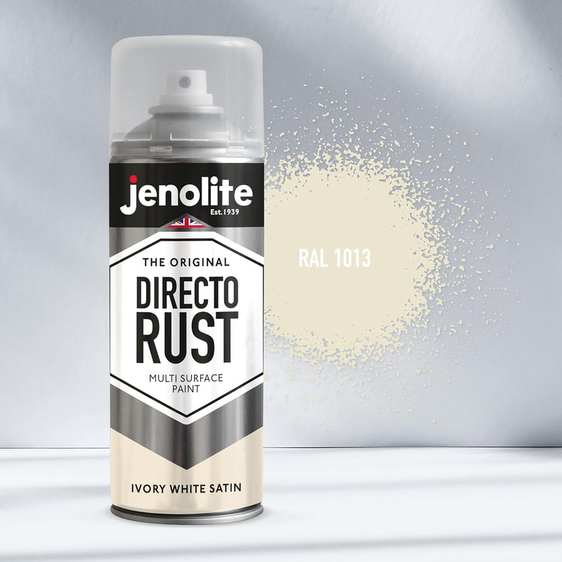 JENOLITE Directorust Seidenmatte/Satin Sprühfarbe | Elfenbeinweiss | 3x400ml | Direkt-zu-Rost-Sprühf