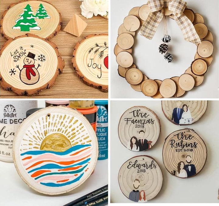Holzscheiben 15er Set 23-25 cm Runde Baumscheiben ohne Loch für DIY Basteln, Hochzeit, Weihnachtsdek