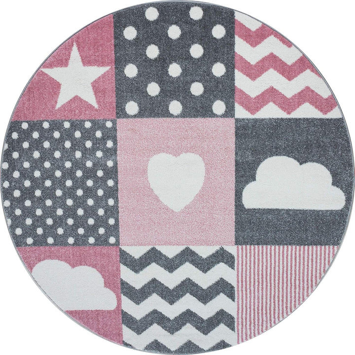 Kinderteppich Herz und Stern Design Spielteppich Weich & Soft Babyzimmer Spielzimmer Kinderzimmer Te