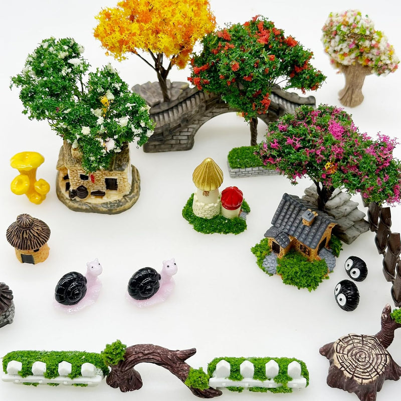 Cayway 83 Stück Miniatur Feengarten Zengarten Zubehör, Miniatur Ornament Kit, Miniatur Gartendekorat