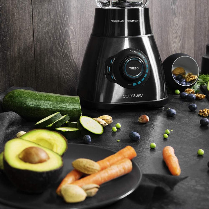 Cecotec Standmixer Power Black Titanium 2500MAX Smart. 2500 W maximale Leistung, hitzebeständiger Kr