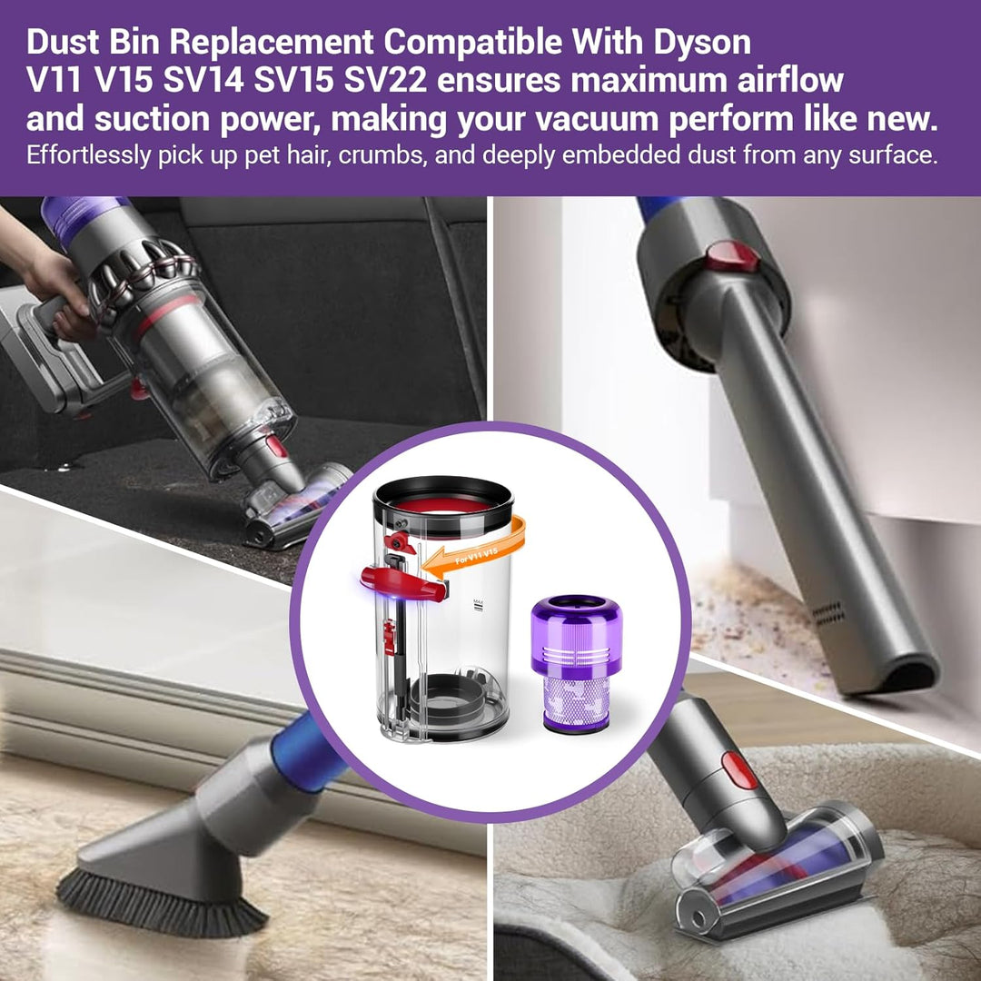 Staubbehälter für Dyson V11 V15 Ersatzteile Behälter kompatibel mit Dyson V11 V15 SV14 SV15 SV17 SV2
