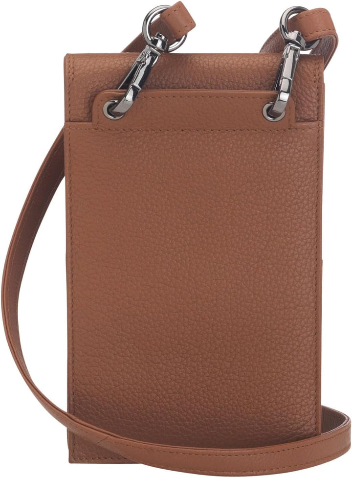 Josephine Osthoff Handy Umhängetasche mit Karten- und Sichtfach, handgemacht aus 100% Echtleder, Cro