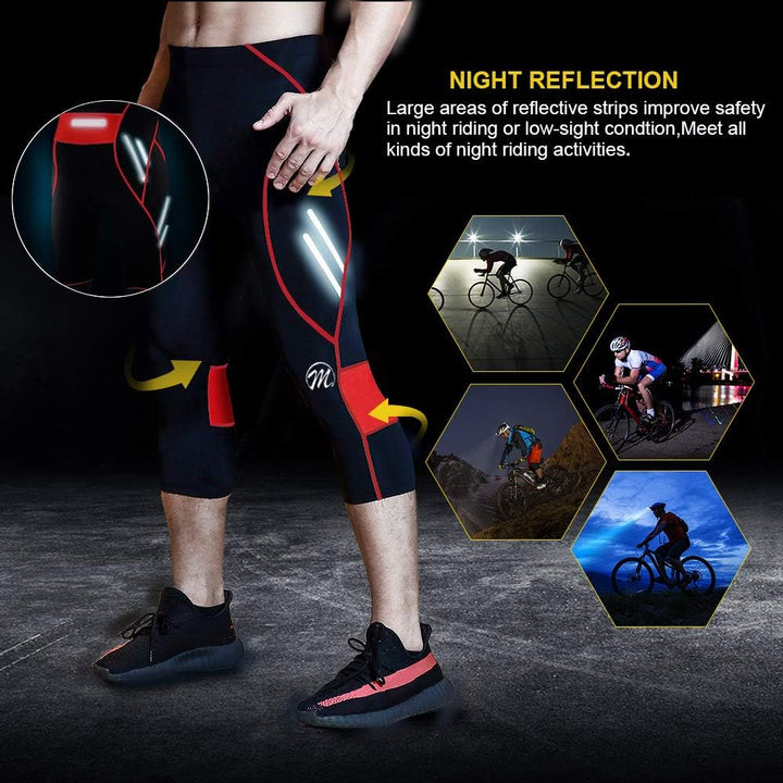 MEETWEE Herren 3/4 Radhose Fahrradhose, Kompression Radlerhose Leggings Radsport Hose für Männer Ela