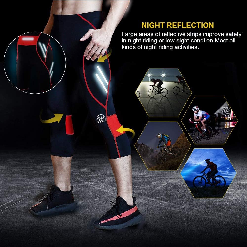 MEETWEE Herren 3/4 Radhose Fahrradhose, Kompression Radlerhose Leggings Radsport Hose für Männer Ela